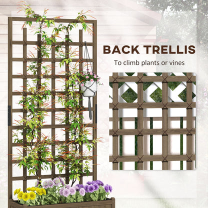 Outsunny Wooden Trellis Planter, Raised Garden Bed with Wheels and Bed Liner - plants - express.com