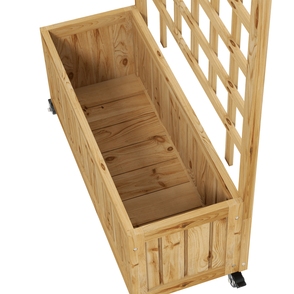 Outsunny Wooden Trellis Planter, Raised Garden Bed with Wheels and Bed Liner - plants - express.com