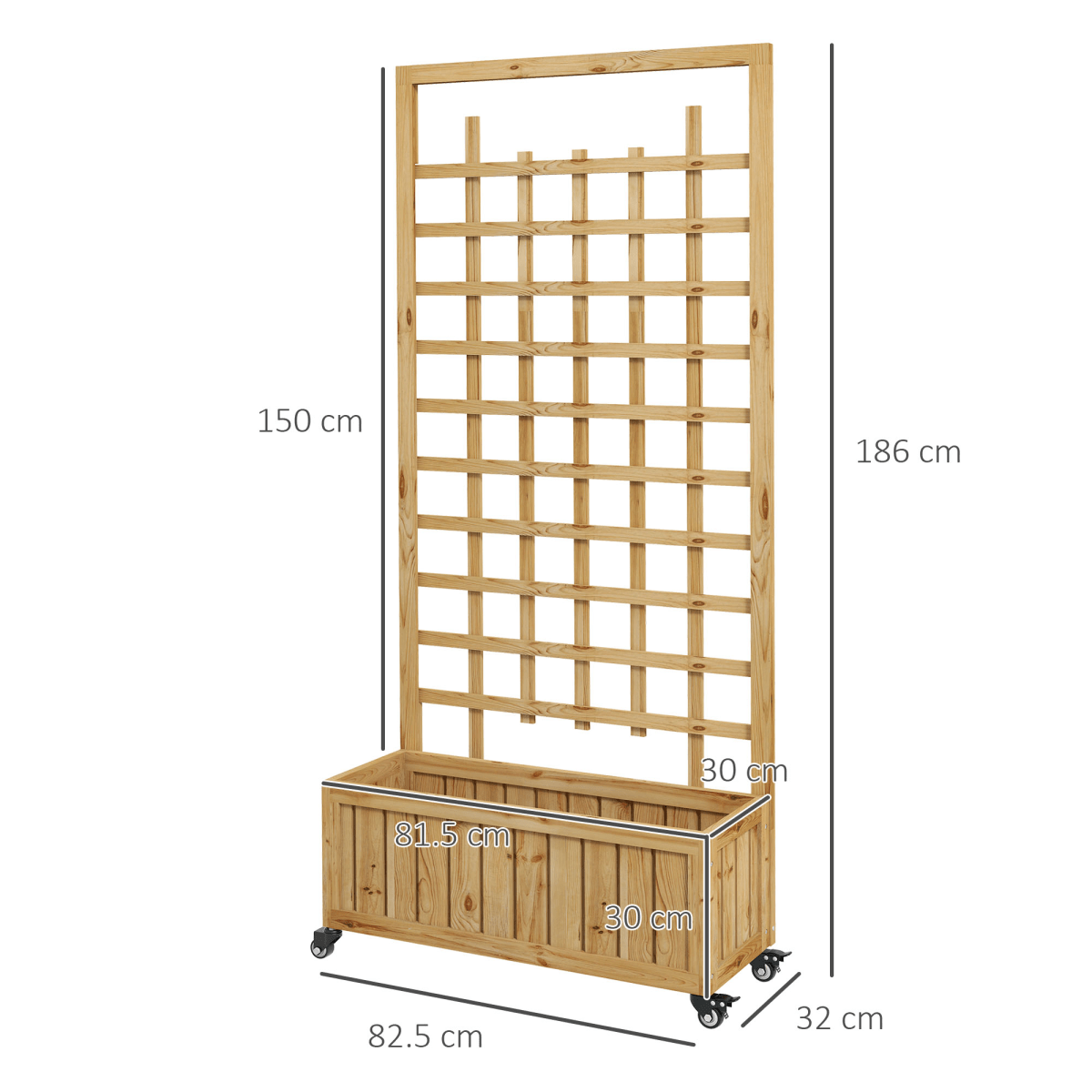 Outsunny Wooden Trellis Planter, Raised Garden Bed with Wheels and Bed Liner - plants - express.com