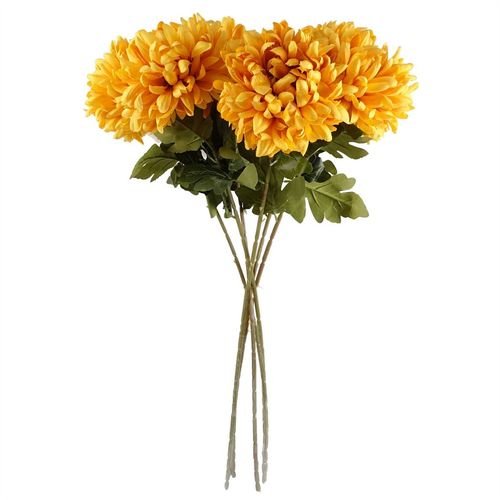 Pack of 6 Extra Large Gold Silk Reflex Chrysanthemums - 75cm Elegance - plants - express.com