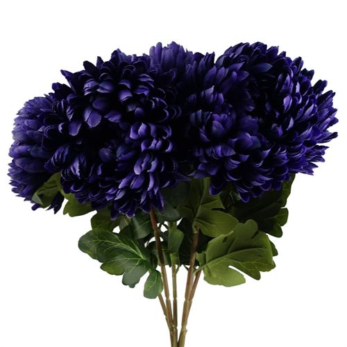 Pack of 6 Extra Large Purple Silk Reflex Chrysanthemums - 75cm Tall - plants - express.com