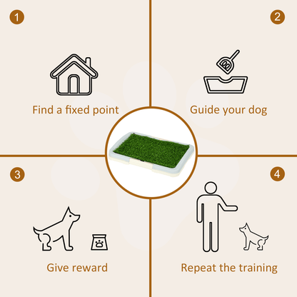PawHut Dog Toilet Indoor w/ Artificial Grass, Grid Panel, Tray, 63 x 48.5cm - plants - express.com