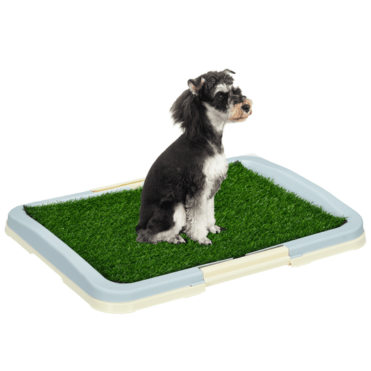PawHut Dog Toilet Indoor w/ Artificial Grass, Grid Panel, Tray, 63 x 48.5cm - plants - express.com