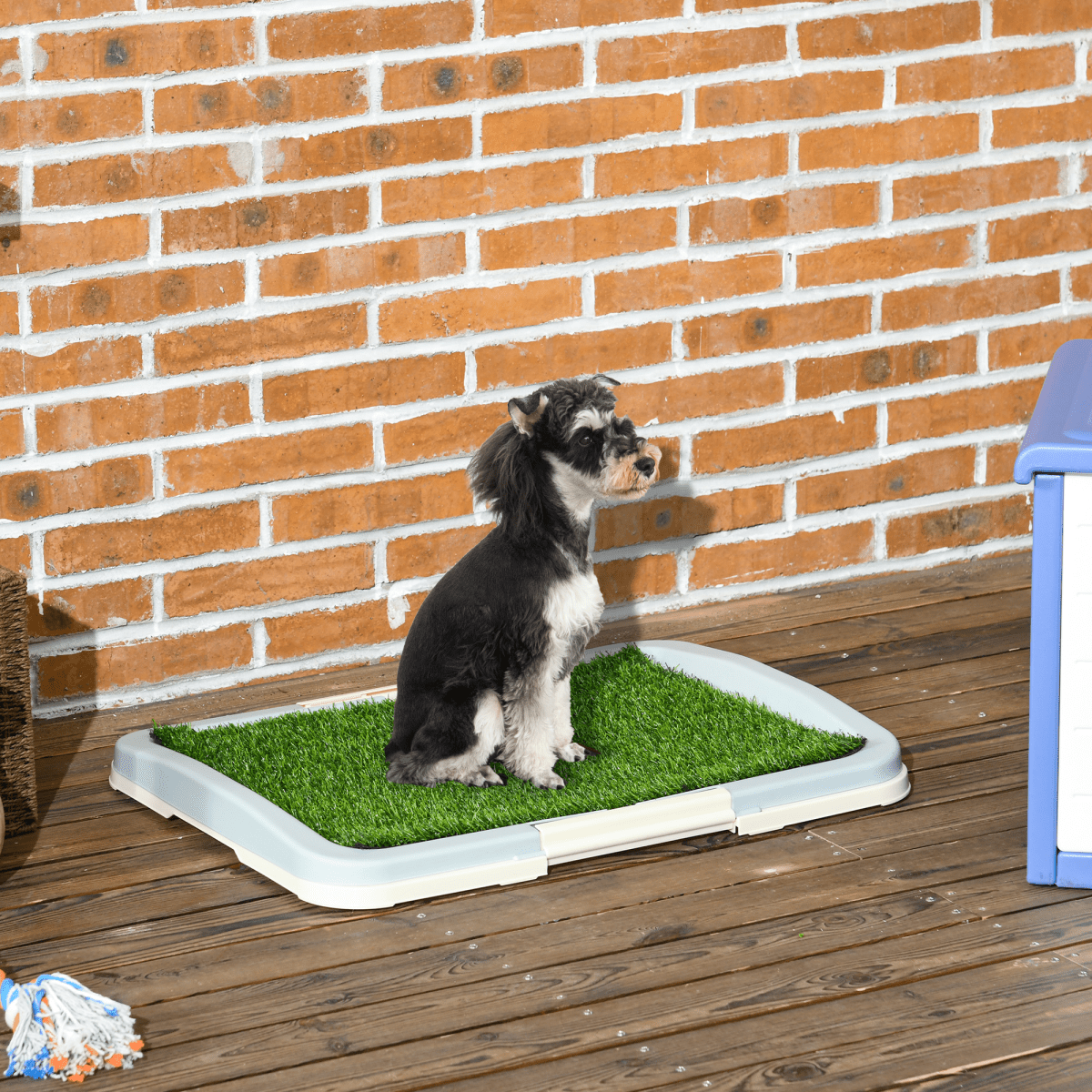 PawHut Dog Toilet Indoor w/ Artificial Grass, Grid Panel, Tray, 63 x 48.5cm - plants - express.com