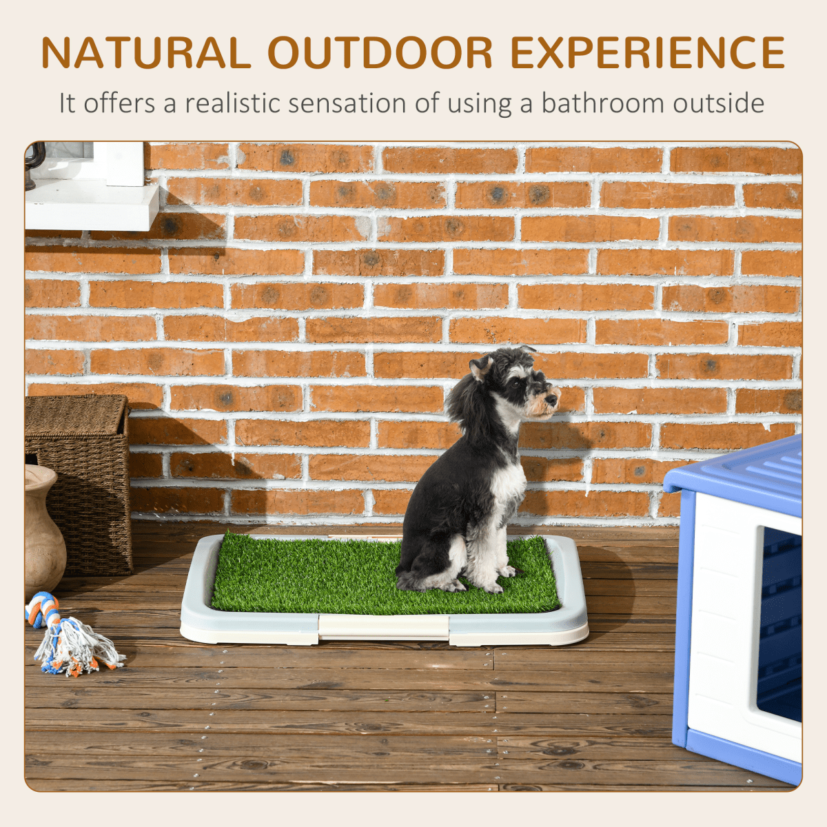 PawHut Dog Toilet Indoor w/ Artificial Grass, Grid Panel, Tray, 63 x 48.5cm - plants - express.com