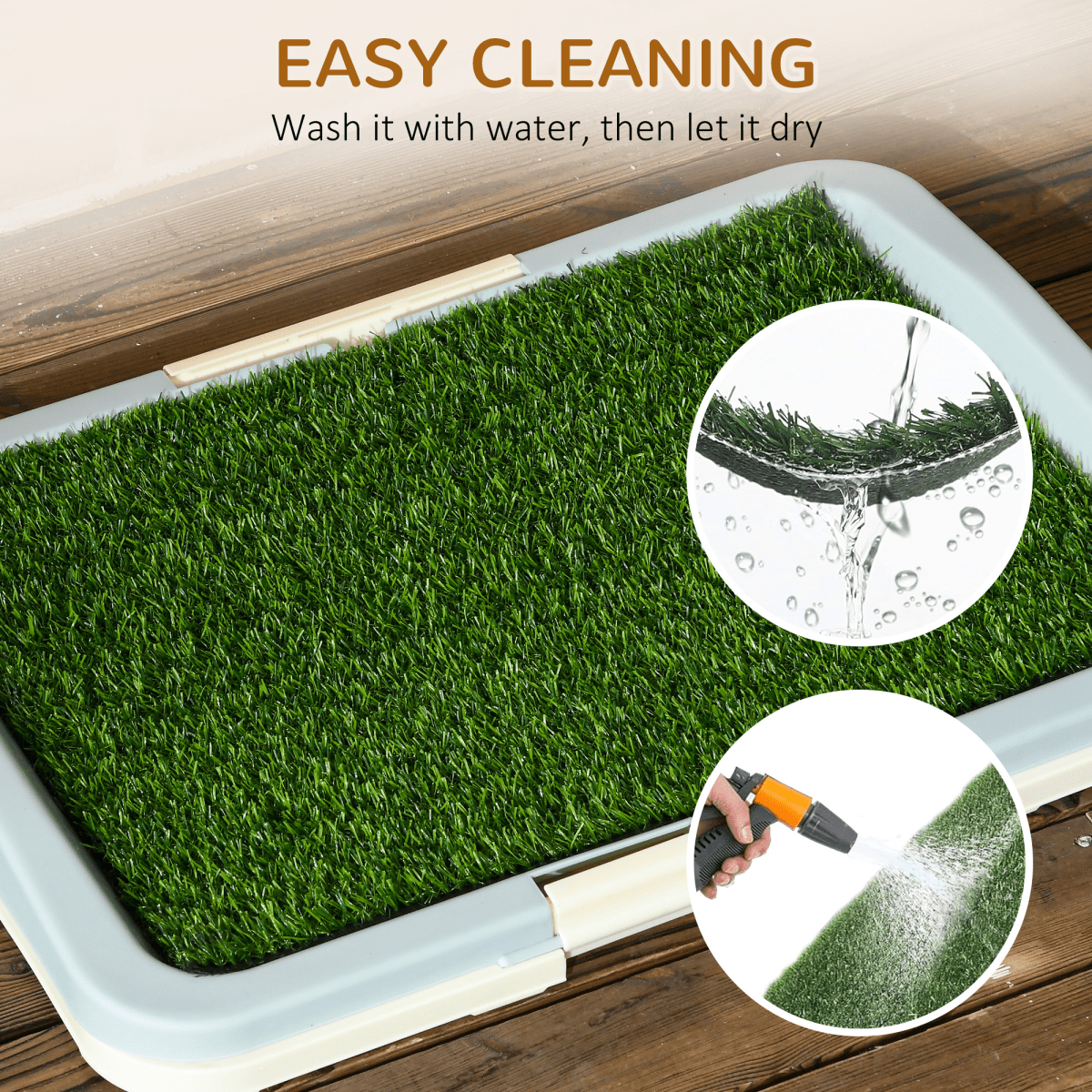 PawHut Dog Toilet Indoor w/ Artificial Grass, Grid Panel, Tray, 63 x 48.5cm - plants - express.com