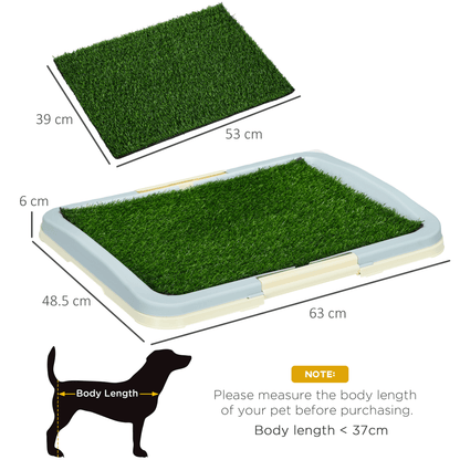 PawHut Dog Toilet Indoor w/ Artificial Grass, Grid Panel, Tray, 63 x 48.5cm - plants - express.com