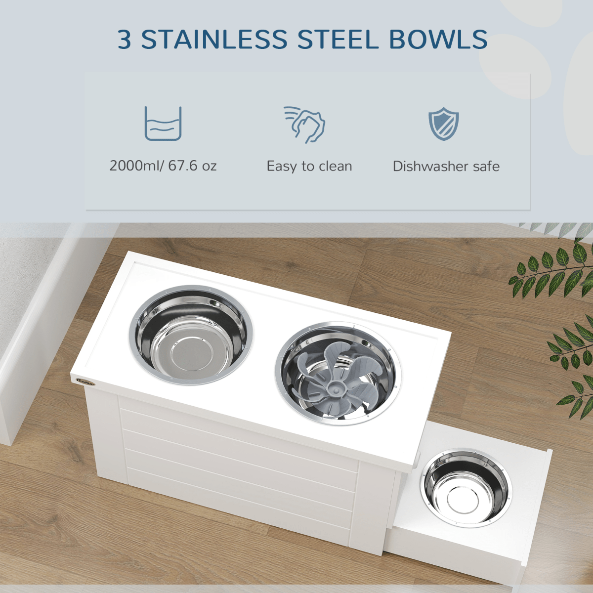 PawHut Raised Dog Bowls with Slow Feeder Mat & Semi - Auto Dispenser Function - plants - express.com