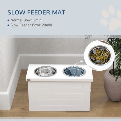 PawHut Raised Dog Bowls with Slow Feeder Mat & Semi - Auto Dispenser Function - plants - express.com