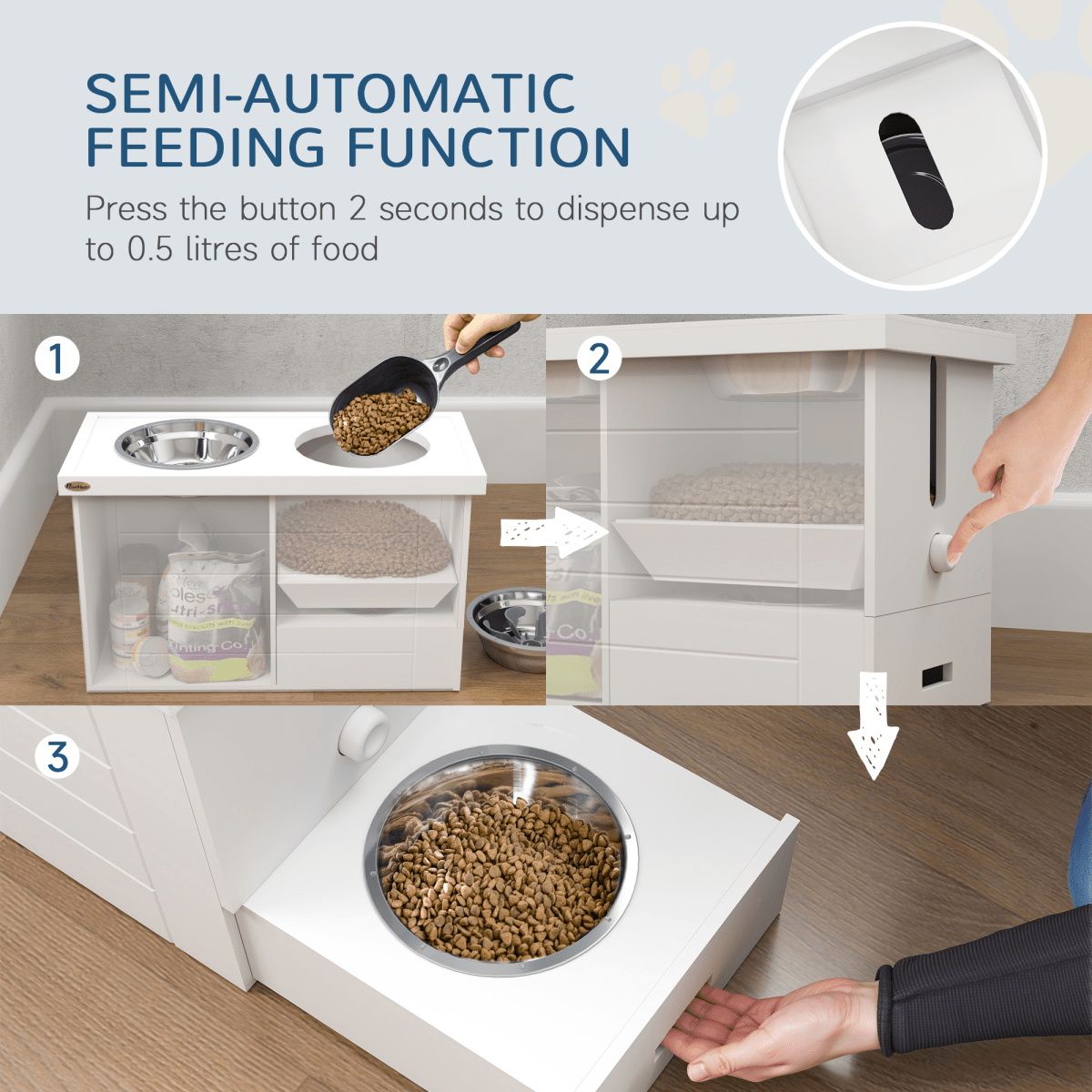 PawHut Raised Dog Bowls with Slow Feeder Mat & Semi - Auto Dispenser Function - plants - express.com