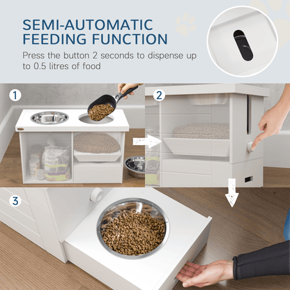 PawHut Raised Dog Bowls with Slow Feeder Mat & Semi - Auto Dispenser Function - plants - express.com