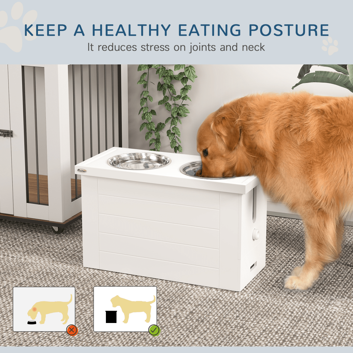 PawHut Raised Dog Bowls with Slow Feeder Mat & Semi - Auto Dispenser Function - plants - express.com
