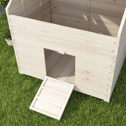 PawHut Wooden Duck House w/ Openable Roof, Raised Base, Air Holes - Natural - plants - express.com