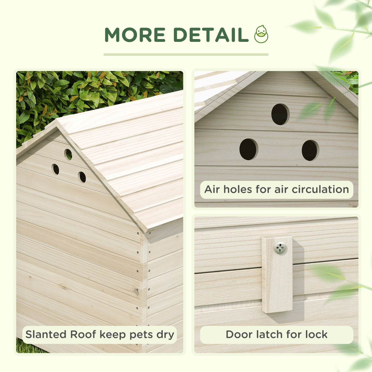 PawHut Wooden Duck House w/ Openable Roof, Raised Base, Air Holes - Natural - plants - express.com