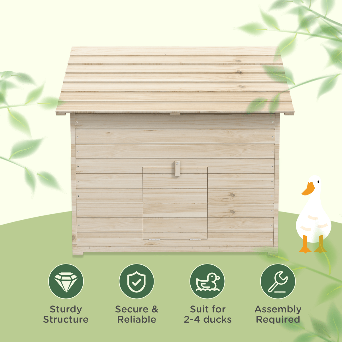 PawHut Wooden Duck House w/ Openable Roof, Raised Base, Air Holes - Natural - plants - express.com