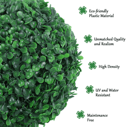 PE Set of 2 Artificial Boxwood Three Balls Topiary Plant Tree's Green - plants - express.com