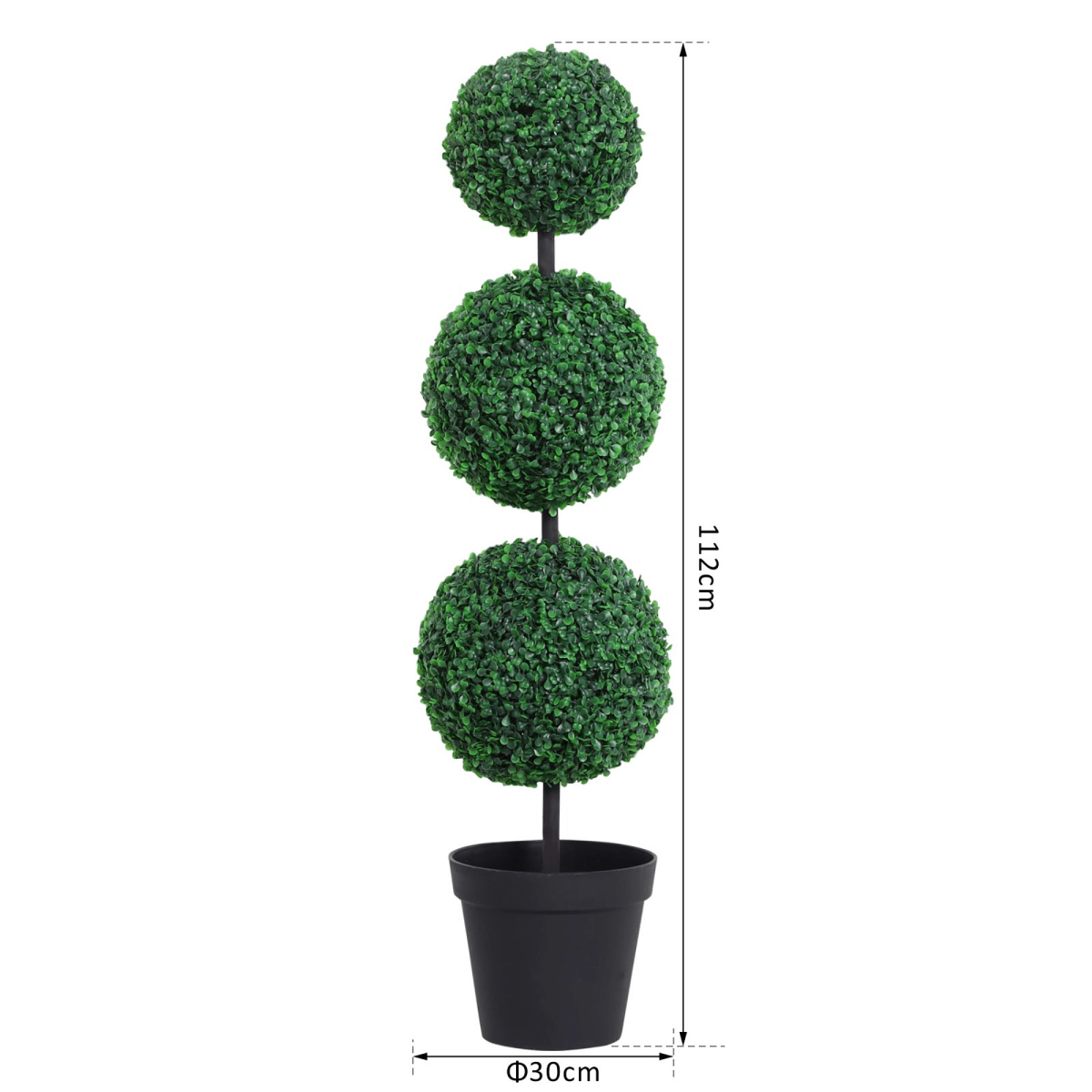 PE Set of 2 Artificial Boxwood Three Balls Topiary Plant Tree's Green - plants - express.com