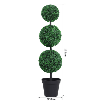 PE Set of 2 Artificial Boxwood Three Balls Topiary Plant Tree's Green - plants - express.com
