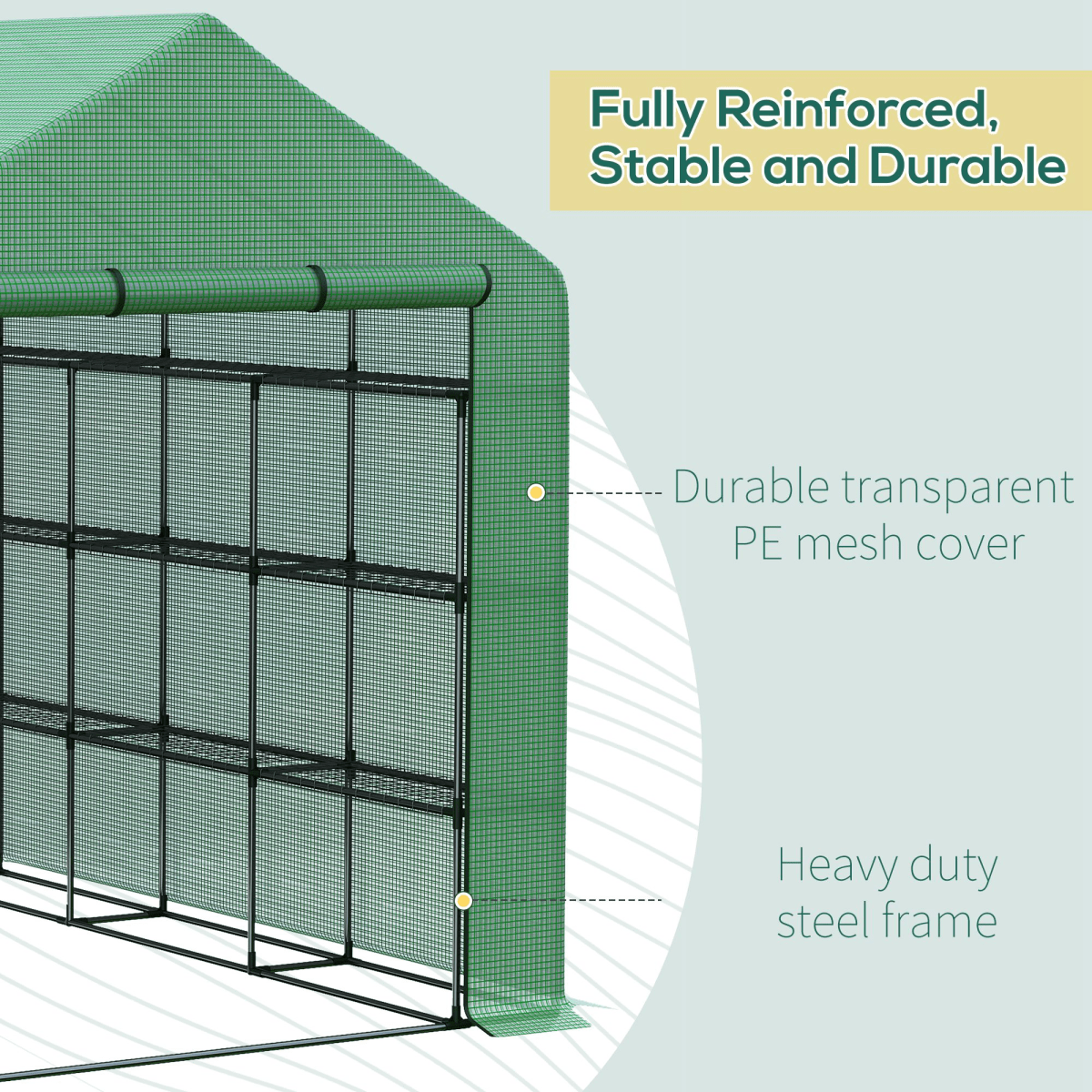 Poly Tunnel Steeple Walk in Greenhouse Removable Cover Shelves 244x180x210cm - plants - express.com