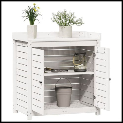 Potting Table with Shelves – Solid Pine Wood, 82.5x50x86.5 cm - plants - express.com