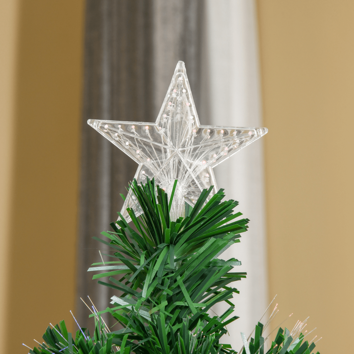 Pre - Lit Fibre Optic Artificial Christmas Tree Tree Topper Multi - Colour 5ft - plants - express.com
