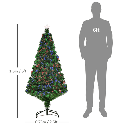 Pre - Lit Fibre Optic Artificial Christmas Tree Tree Topper Multi - Colour 5ft - plants - express.com