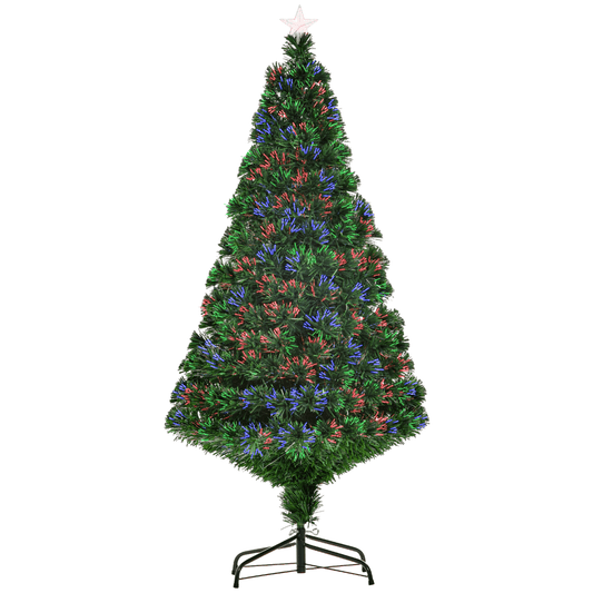 Pre - Lit Fibre Optic Artificial Christmas Tree Tree Topper Multi - Colour 5ft - plants - express.com