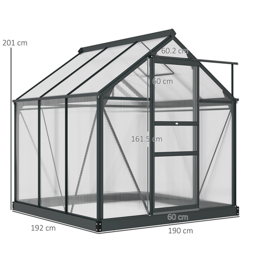Premium 6x6ft Polycarbonate Walk - In Greenhouse with Aluminum Frame & Sliding Door - plants - express.com