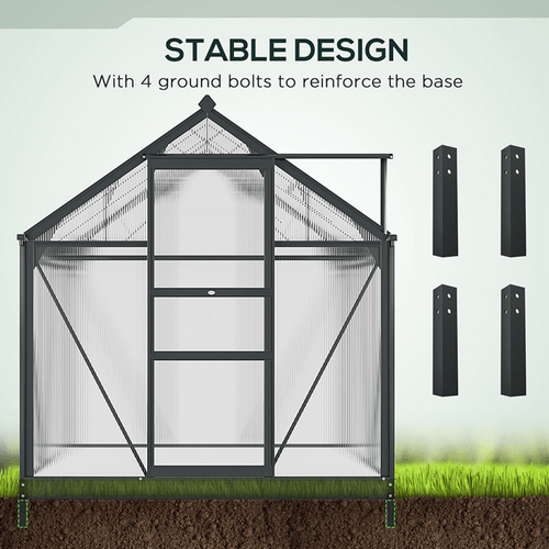 Premium 6x6ft Polycarbonate Walk - In Greenhouse with Aluminum Frame & Sliding Door - plants - express.com