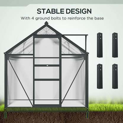 Premium 6x6ft Polycarbonate Walk - In Greenhouse with Aluminum Frame & Sliding Door - plants - express.com