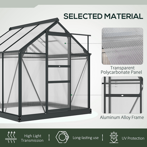 Premium 6x6ft Polycarbonate Walk - In Greenhouse with Aluminum Frame & Sliding Door - plants - express.com