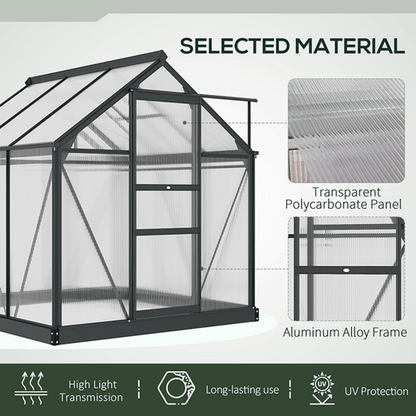 Premium 6x6ft Polycarbonate Walk - In Greenhouse with Aluminum Frame & Sliding Door - plants - express.com