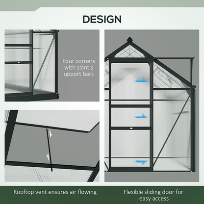 Premium 6x6ft Polycarbonate Walk - In Greenhouse with Aluminum Frame & Sliding Door - plants - express.com