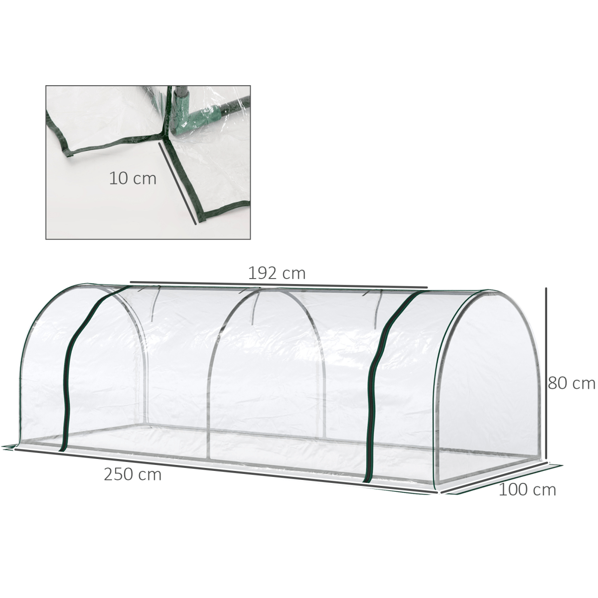 PVC Greenhouse Tunnel Steel Frame Transparent 250x100x80cm - plants - express.com
