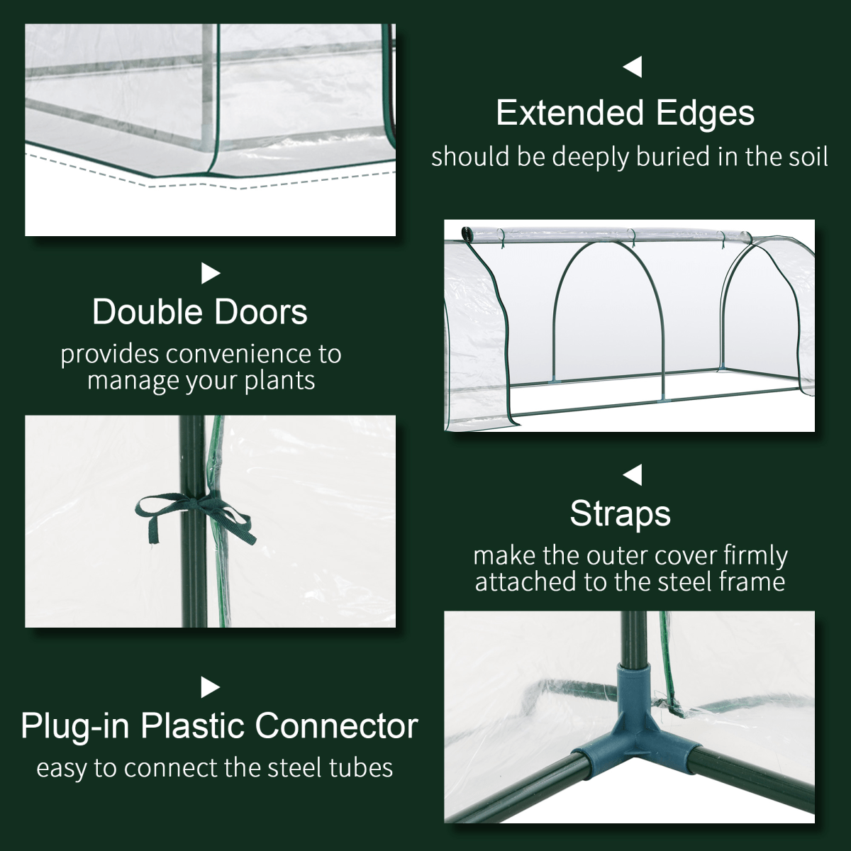 PVC Greenhouse Tunnel Steel Frame Transparent 250x100x80cm - plants - express.com