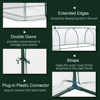 PVC Greenhouse Tunnel Steel Frame Transparent 250x100x80cm - plants - express.com