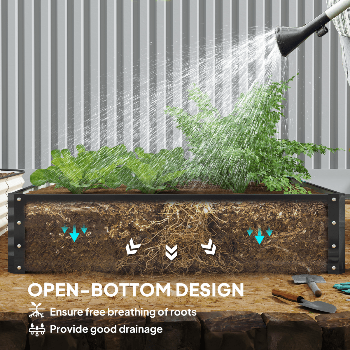 Raised Garden Bed Gardner Frame Outdoor Planter Kit Flower Vegetables Grey - plants - express.com