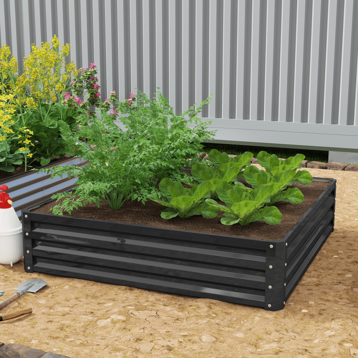 Raised Garden Bed Gardner Frame Outdoor Planter Kit Flower Vegetables Grey - plants - express.com