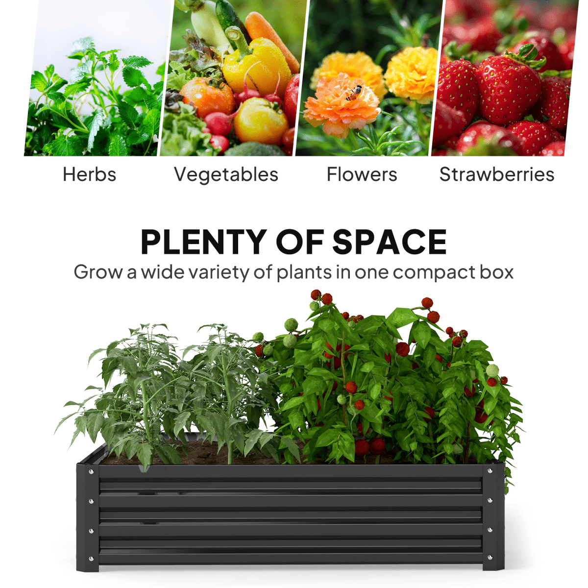 Raised Garden Bed Gardner Frame Outdoor Planter Kit Flower Vegetables Grey - plants - express.com