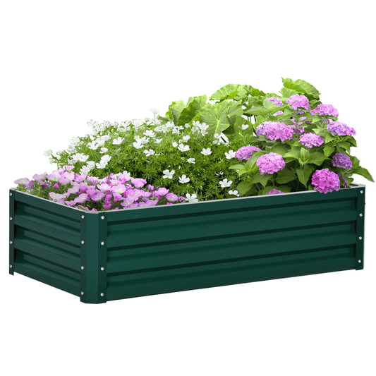 Raised Garden Bed Steel Planter Growing Box for Vegetables Flowers Green - plants - express.com