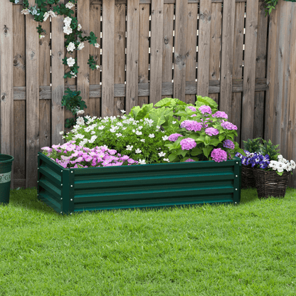 Raised Garden Bed Steel Planter Growing Box for Vegetables Flowers Green - plants - express.com
