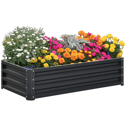 Raised Garden Bed Steel Planter Growing Box for Vegetables Flowers Grey - plants - express.com