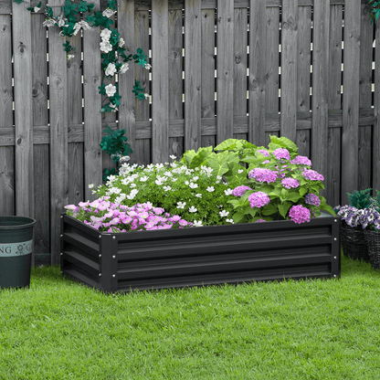 Raised Garden Bed Steel Planter Growing Box for Vegetables Flowers Grey - plants - express.com