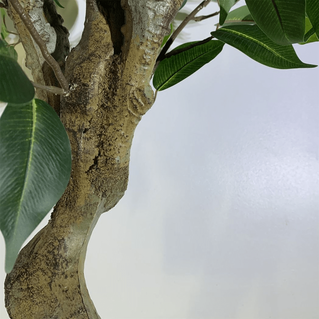 Realistic 100cm Ficus Tree with Silver Curve Planter - plants - express.com