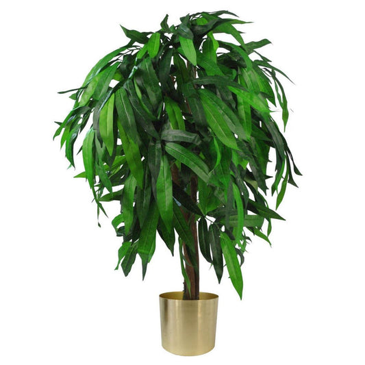 Realistic 100cm Mango Tree - Lush Green & Gold Leaf Artificial Plant, UK - plants - express.com