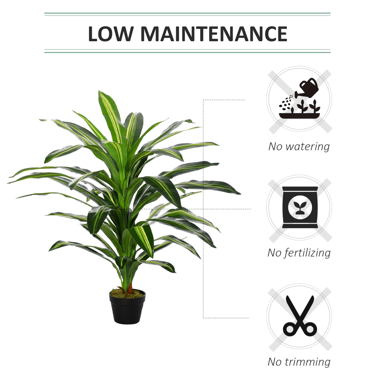 Realistic 110cm Artificial Dracaena Tree - Maintenance - Free Indoor Decor - plants - express.com