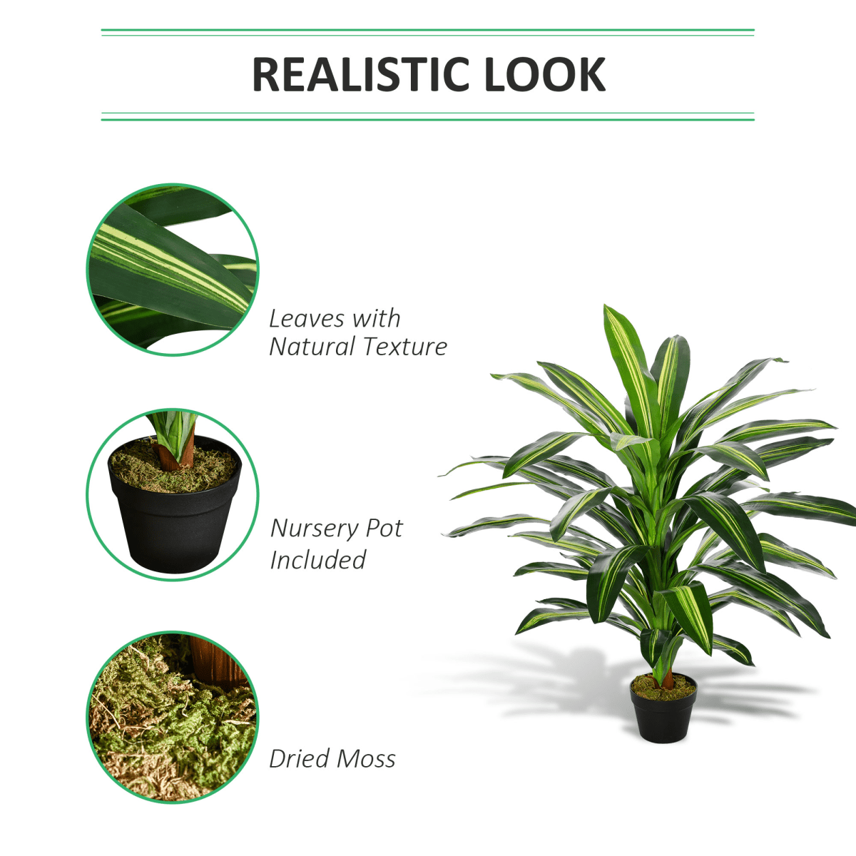 Realistic 110cm Artificial Dracaena Tree - Maintenance - Free Indoor Decor - plants - express.com