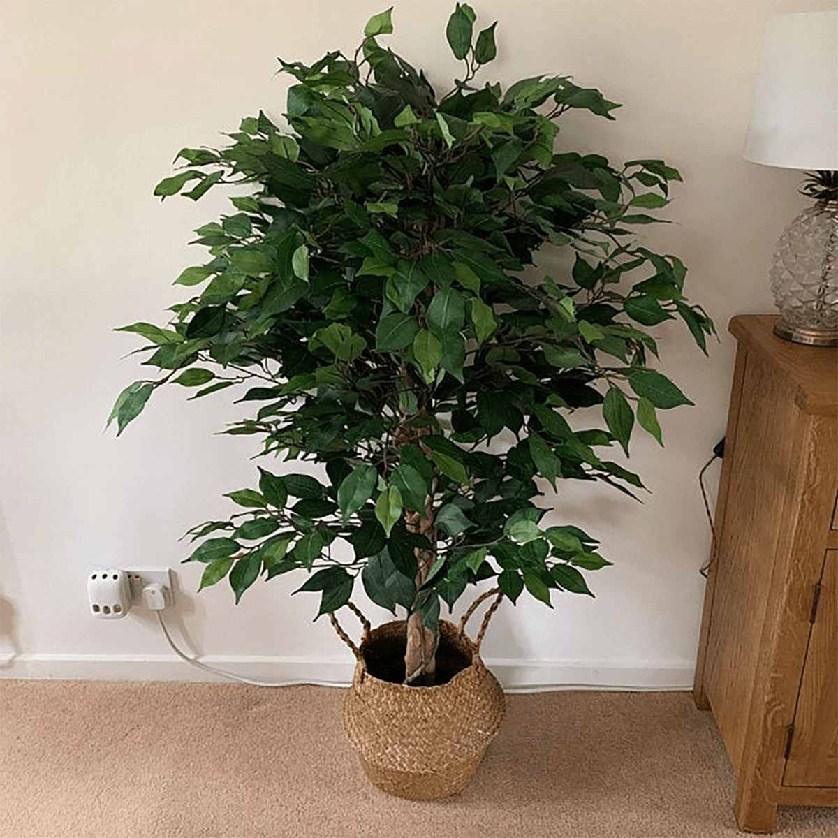 Realistic 120cm Artificial Ficus Tree in Stylish Copper Metal Planter - plants - express.com