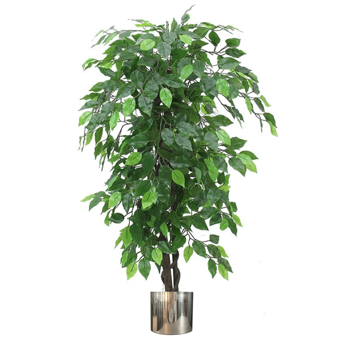 Realistic 120cm Artificial Ficus Tree with Elegant Metal Planter - plants - express.com