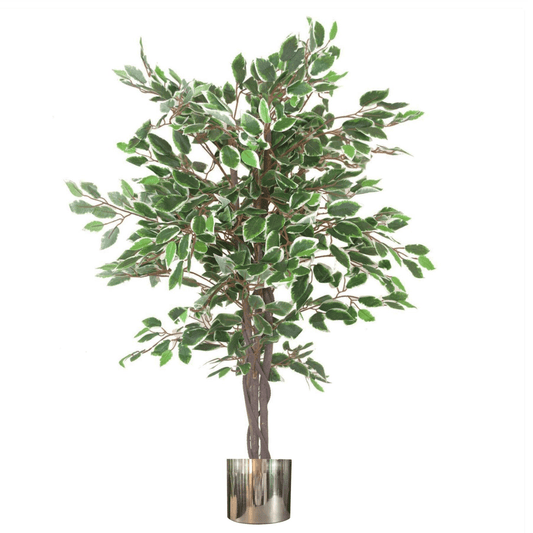 Realistic 130cm Ficus Artificial Tree in Stylish Metal Planter - Perfect Décor - plants - express.com